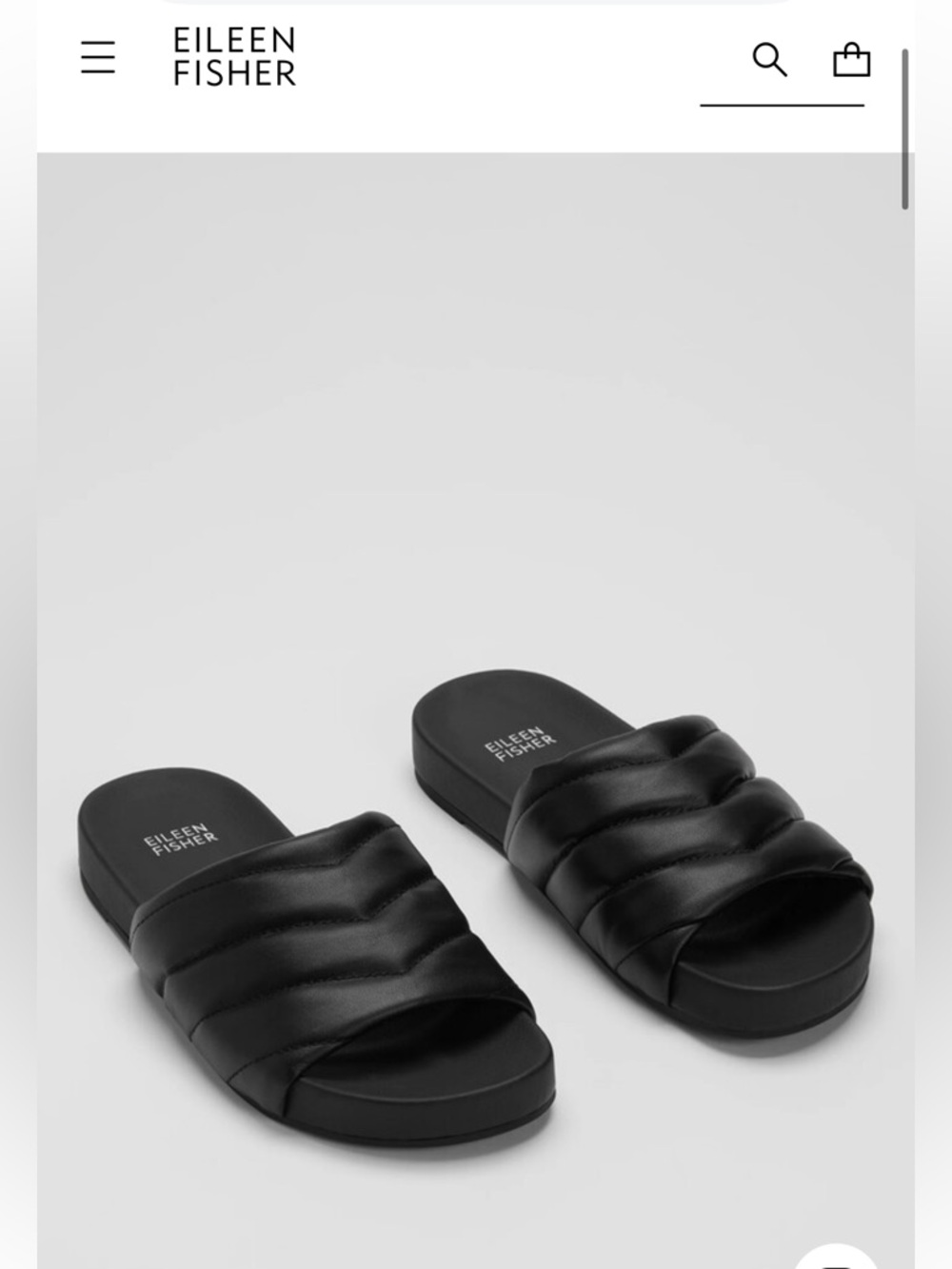 Eileen Fisher Black Quilted Slide Sandals